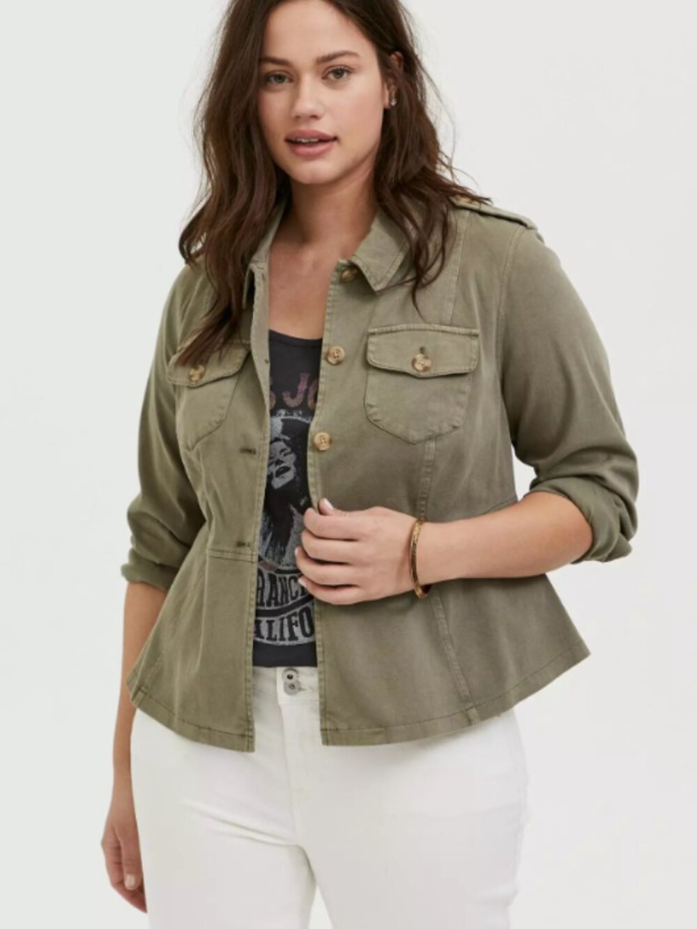 Torrid Twill Peplum Utility Jacket (5X)